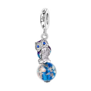 Charm Búho Esfera Cristal Azul Galaxia