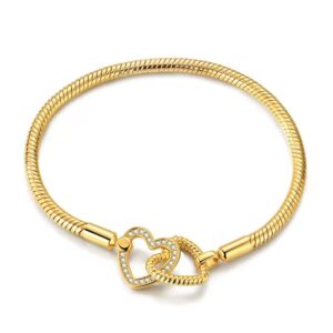 Pulsera Dorada Corazones Entrelazados